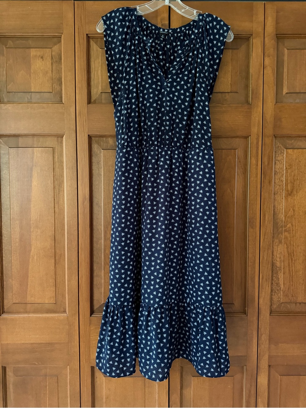 Navy Blue Floral Print Maxi Dress